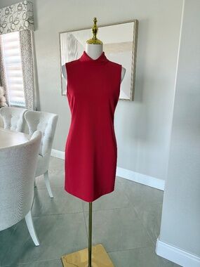 NWT Theory Sleeveless Roll Neck Geranium Admiral Crepe Dress